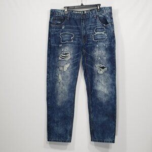 Smoke Rise  Distressed Bleached Jeans  Men's 42 X 32  Straight Leg  Relaxed